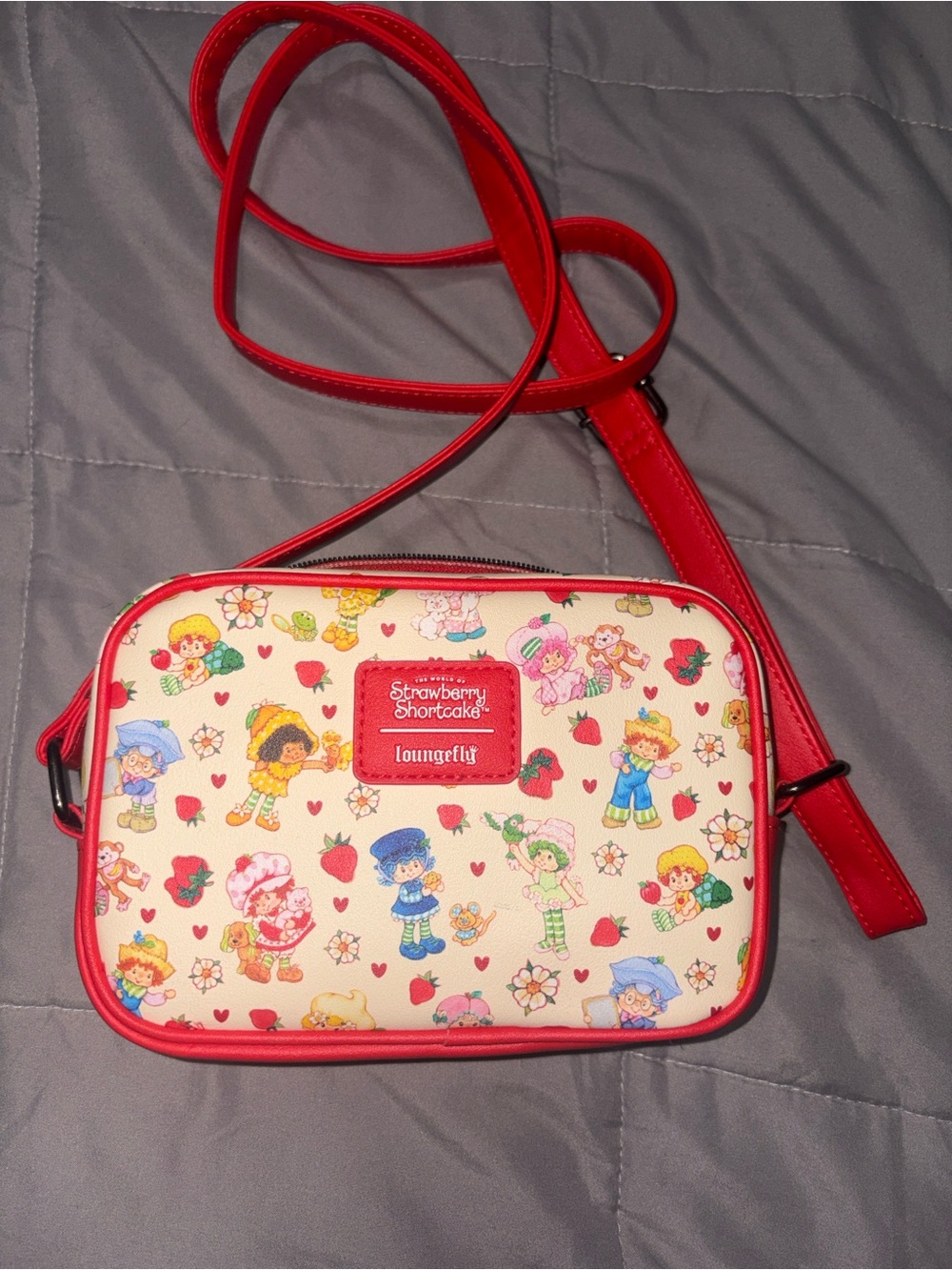 Loungefly Strawberry Shortcake Cream Crossbody with Red Trim